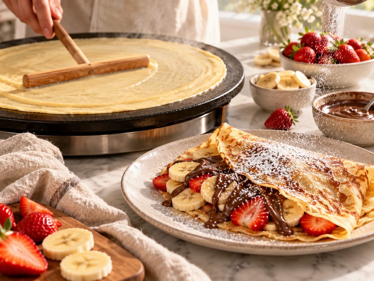 Crepe bar set up at a party
