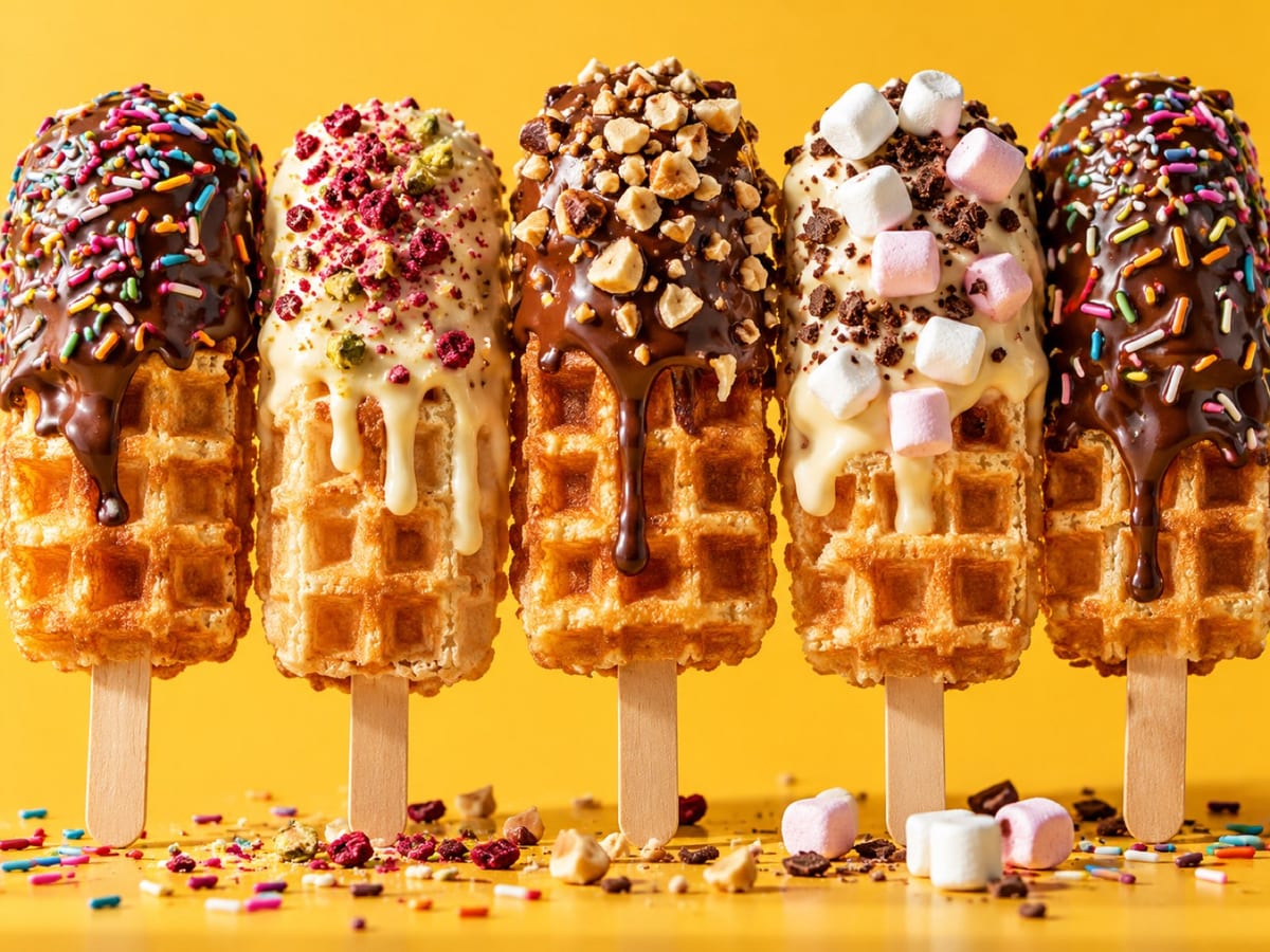 Waffle on a stick bar set up at a party